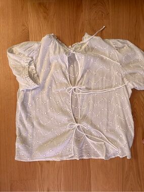 Free People White Eyelet Open Back Top